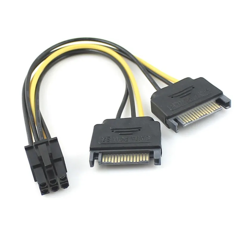 Двойной два SATA 15 Pin типа папа м до pcie pci express PCI-e Экспресс-карты 6 женский Графика