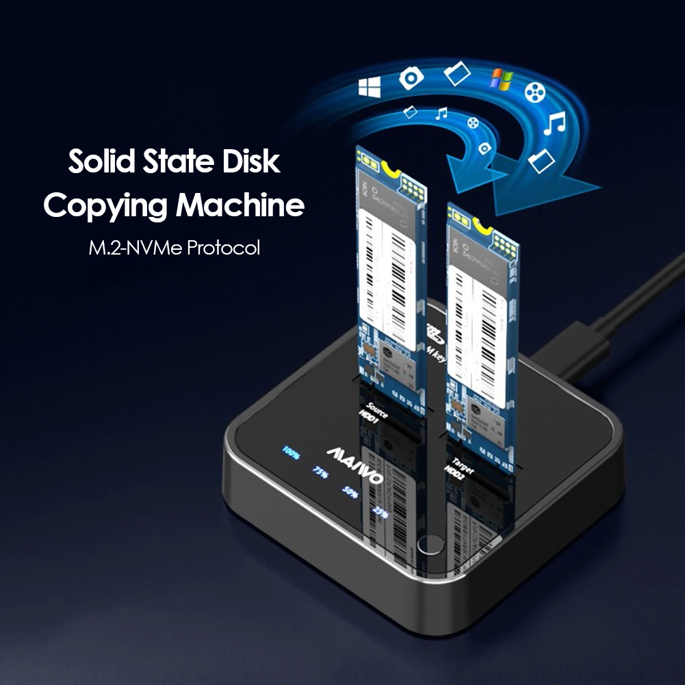 Док станция для внешних жестких дисков USB 3 1 Type C на M.2 NGFF Dual Bay|Корпус жесткого