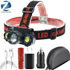 XP-E Q5  COB светодиодный налобный фонарь с аккумулятором 18650, налобный фонарь с фокусировкой, фонарь для кемпинга