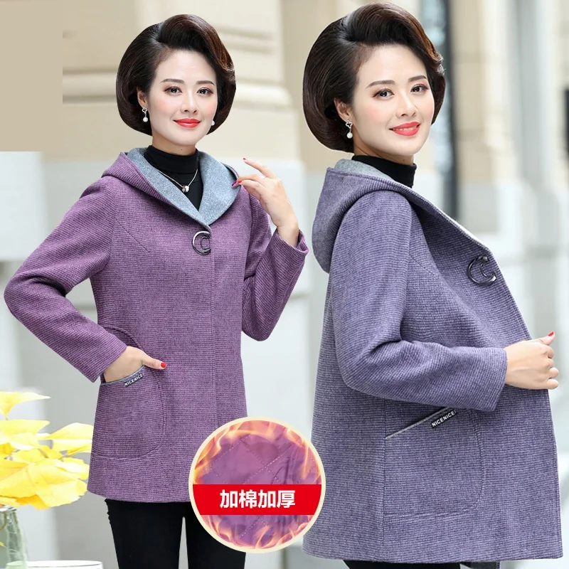 Пальто для женщин среднего возраста осень-зима модная шерстяная куртка средней