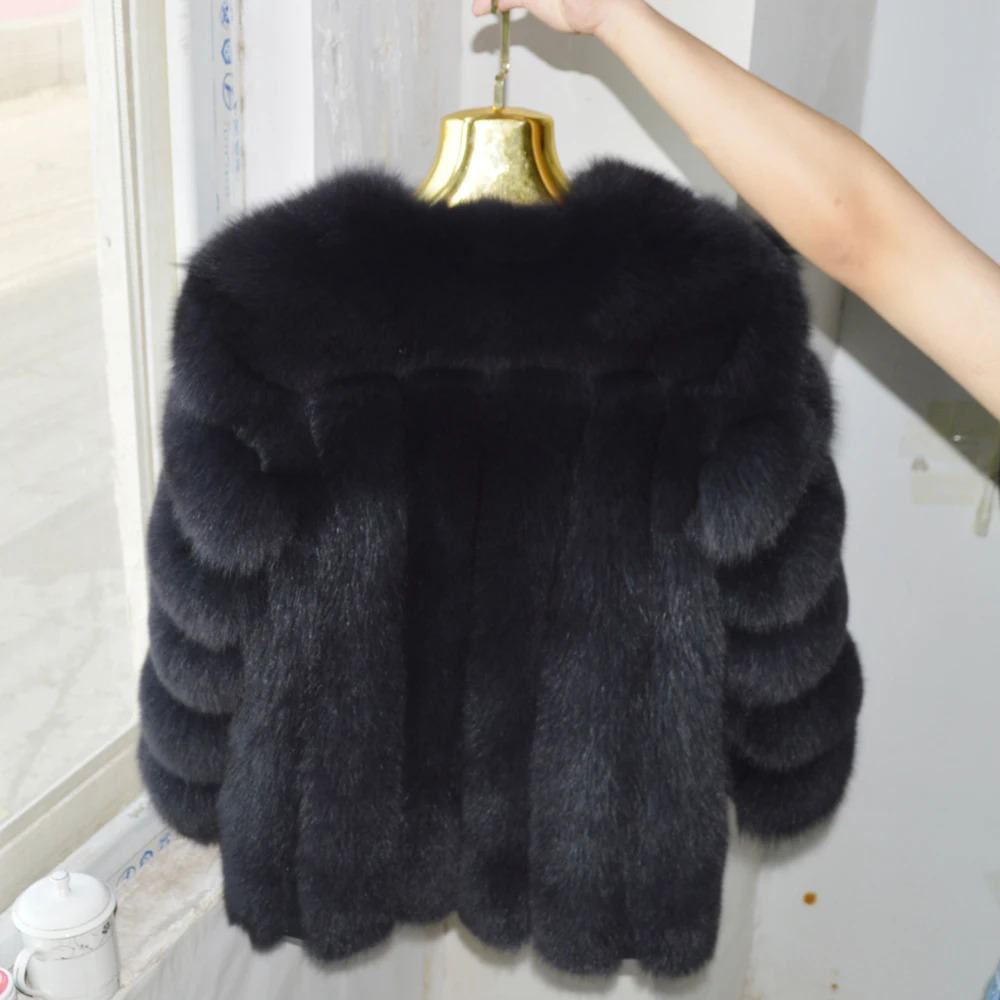 Россия Лидер продаж Женская Шуба из натурального Лисьего меха с длинным рукавом
