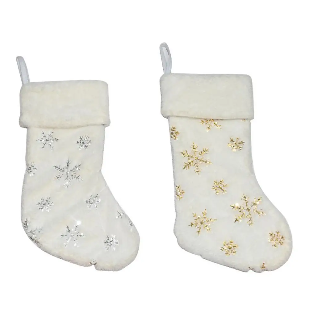 

2 шт., новогодние носки с вышивкой в виде снежинок