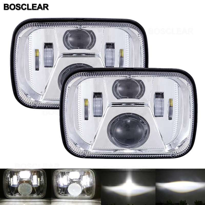 S5786 55w Chrome 2X7X6 5X7 дюймов светодиодный налобный фонарь для Jeep Wrangler YJ Cherokee XJ аксессуары GMC Savana 1500 2500 3500 GMC Safari Ford F550 F350 F250 E150 Club Wagon E-350 ecoline для Chevrolet Express 3500 1500 Astro для Nissan 240SX - Цвет: S5786 55w Chrome