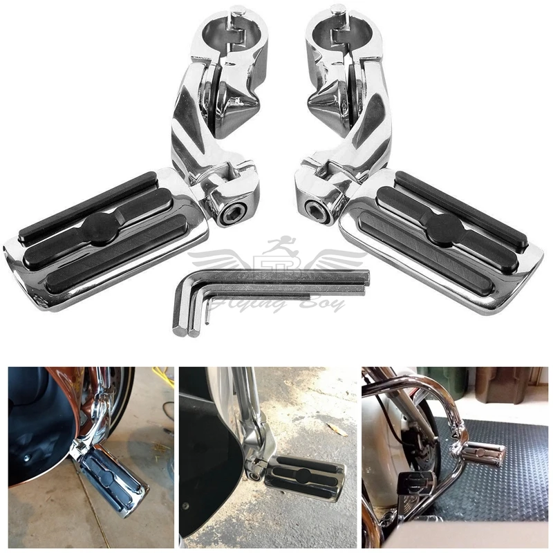 

1.25" Adjustable Highway Foot Pegs Footpeg Footrest Fits For Harley Honda Kawasaki Suzuki Yamaha with 1-1/4" Engine Guards