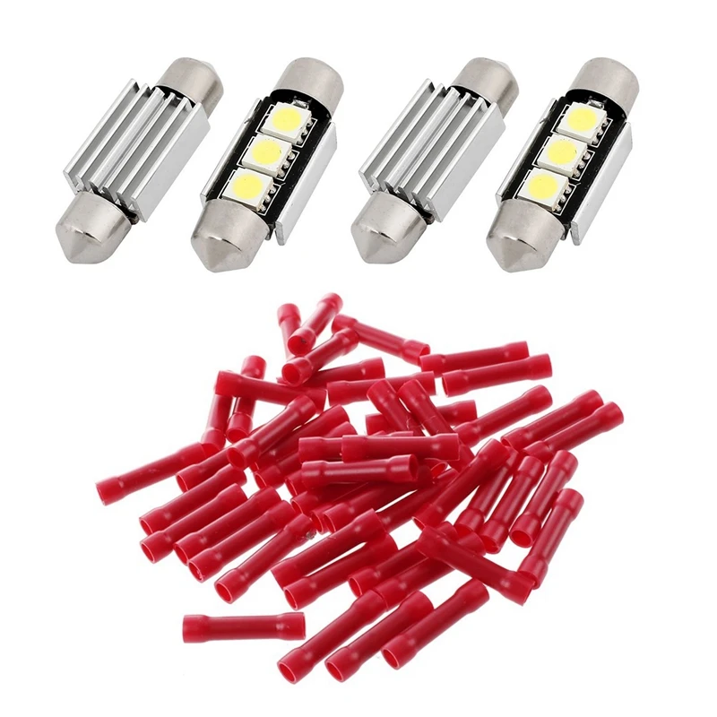 4 шт. 5050 SMD 3 светодиодные Canbus Festoon светильник 36 мм и 50 изолированные соединительные
