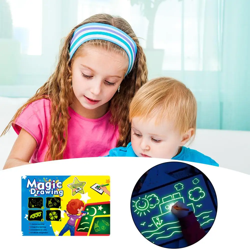 

Drawing Writing Board Glowing Graffiti Fluorescent Board English Luminescent Pens Child Puzzle Toy Set