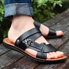 Сандалии XIZOU мужские кожаные, дизайнерские модные пляжные тапочки с открытым носком, летняя Уличная обувь