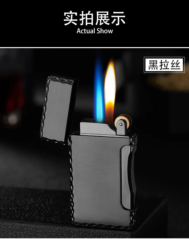 Креативный 2 пламени(красное пламя+ ветрозащитный) Зажигалка для сигарет Металл бутанж газ струи пламени для курения подарок