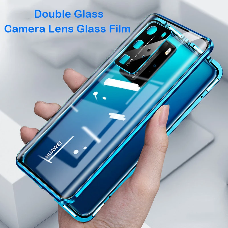 360 полностью металлический магнитный чехол для Huawei P40 Pro Plus P50 Honor 80 алюминиевый