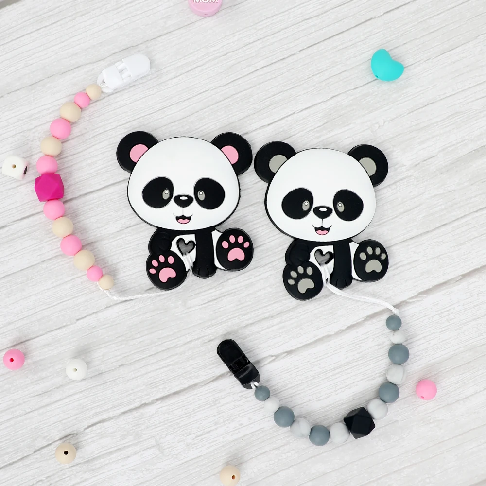Новинка цепочка прорезыватель для зубов Panda 1 шт. силиконовый Прорезыватель