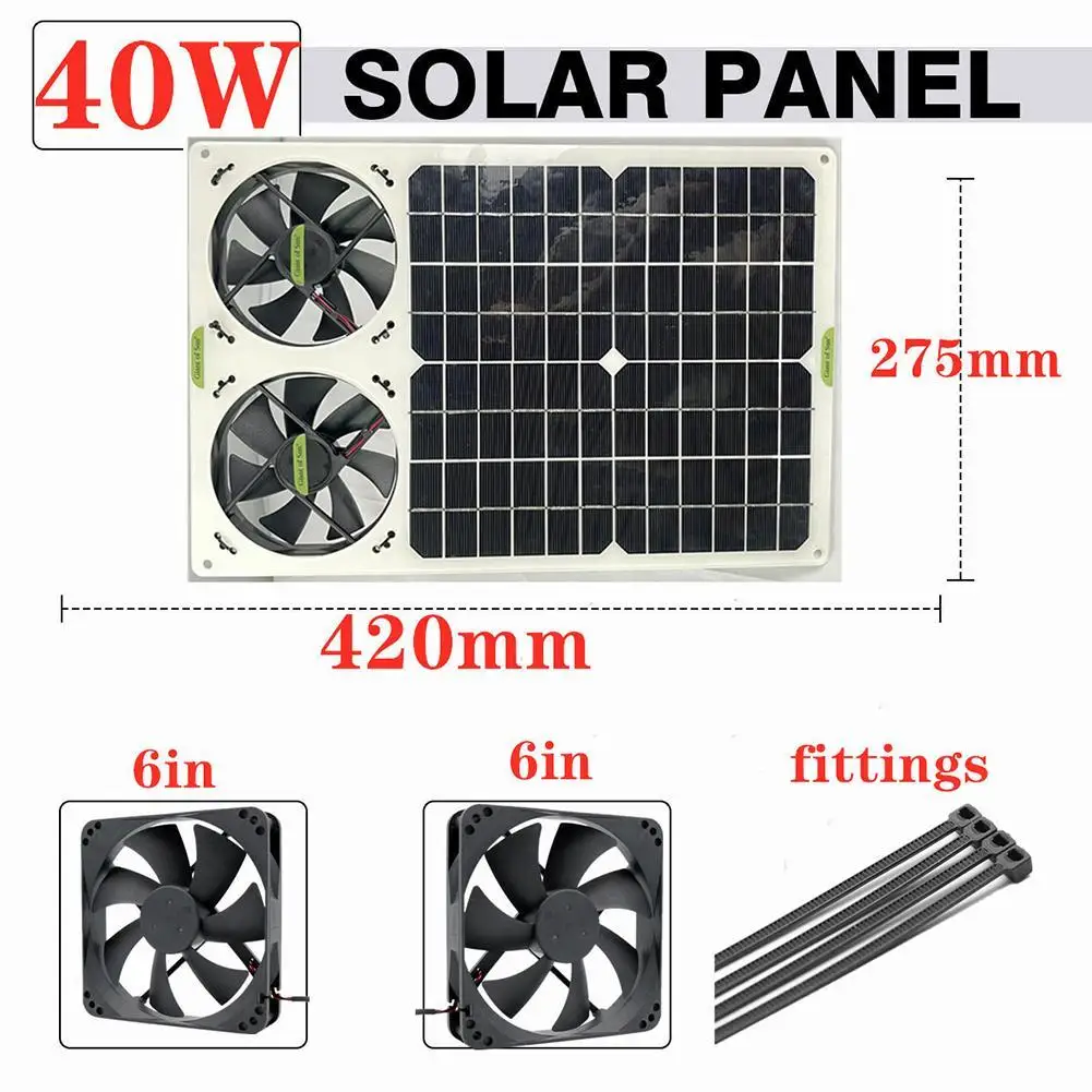 

Solar cooling fan 2Pcs 6inch Fan Cooling Outdoor Monocrystalline cooling silicon panel tool solar Household P6K6