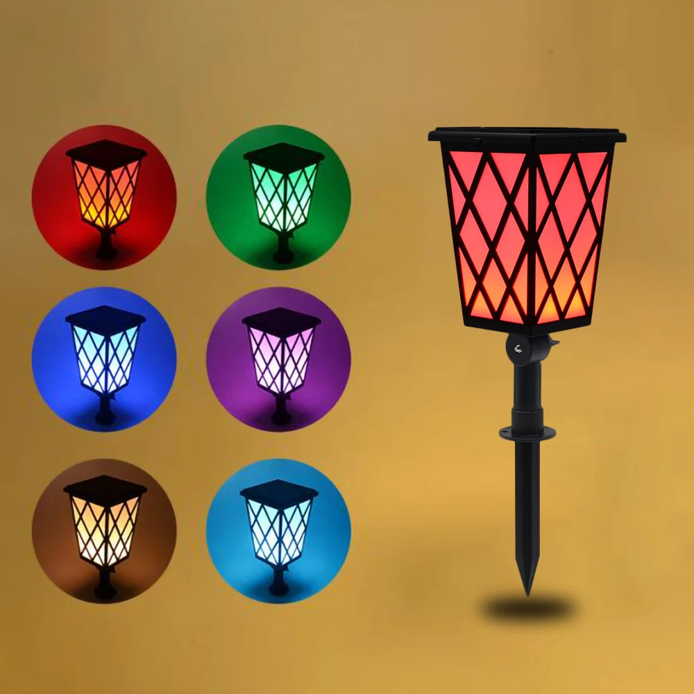 

Солнечный СВЕТОДИОДНЫЙ светильник на открытом воздухе садовый светильник красочные пламени Фонари Водонепроницаемый ландшафтный светильник ing для путь Патио двор Декор