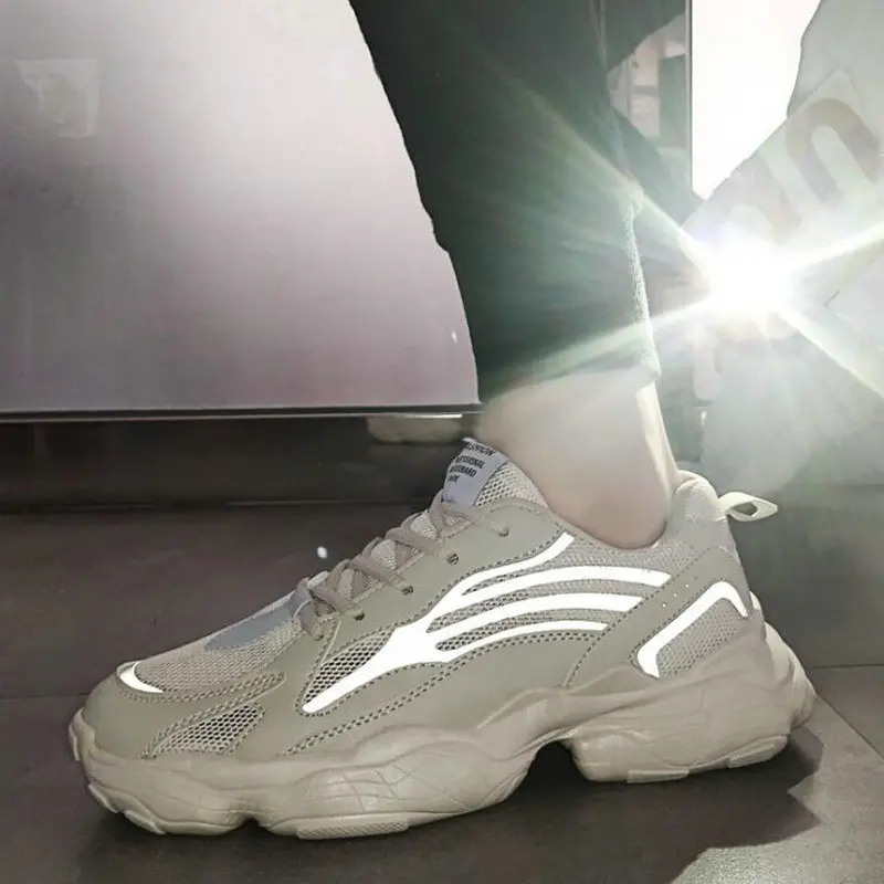 

Fashion Reflective Luminous Male Zapatillas Hombre Mens Casual Tenis Masculino Trainers White Chunky Sneakers Shoes A56-100