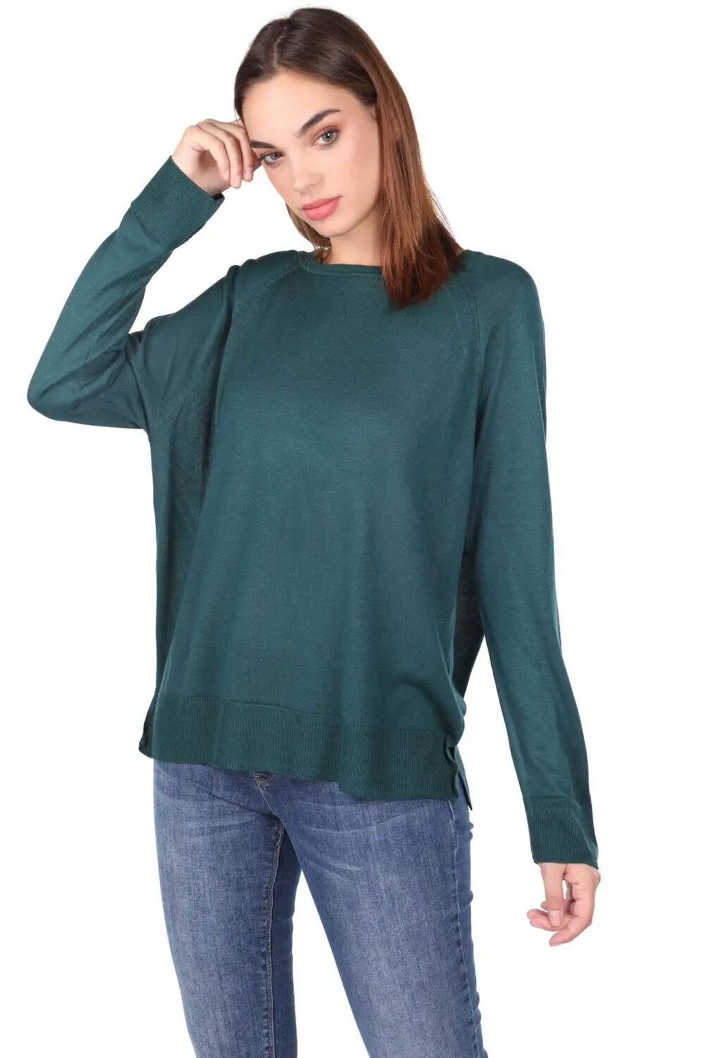 

Green Bicycle Neck Slim Knitwear Women Sweater