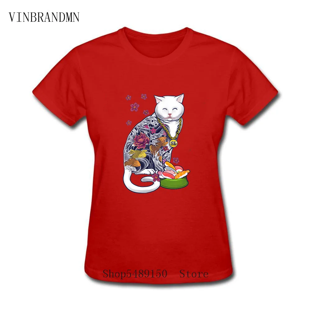 2020 забавные японские якудза котенок Футболки женские летние хип хоп