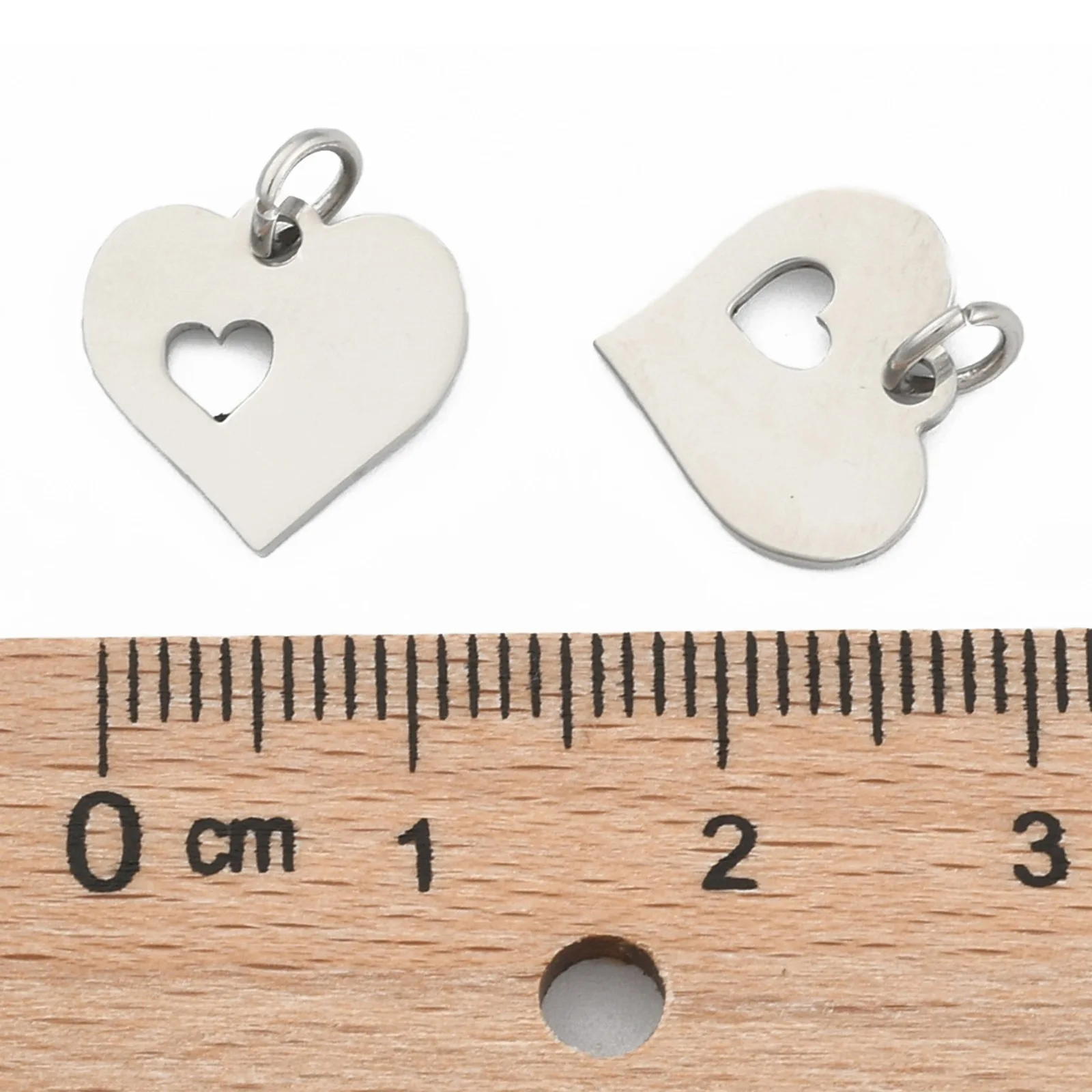 

5pcs 304 Stainless Steel Pendants Heart with Heart Pendants For Necklaces Bracelets DIY Jewelry Making, 12x12.5x1mm, Hole: 3mm