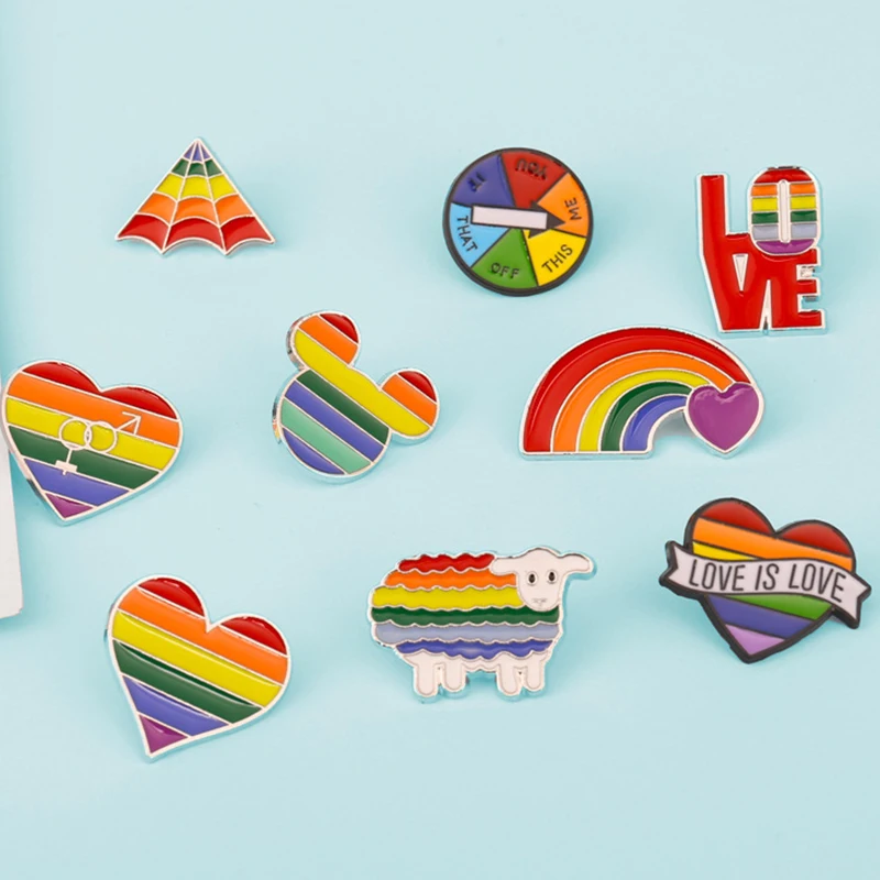 Радуга Сердце облако брошь булавки мультфильм овец мышь одежда отворот булавка