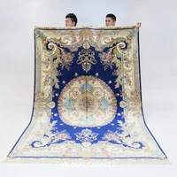 6x9 blue french design handknotted silk rug luxury home carpets zqg488a