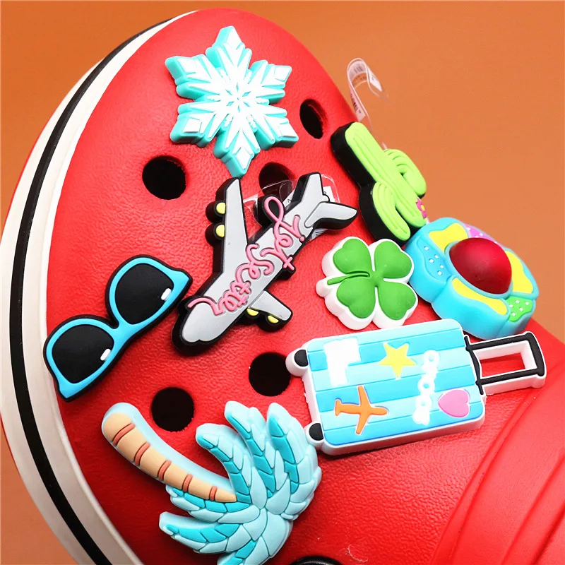 Original PVC Shoe Buckle Accessories Vacation Coconut Tree/Cactu Shoes Decoration Jibz for Croc Charms Bracelets Kids Gifts U161