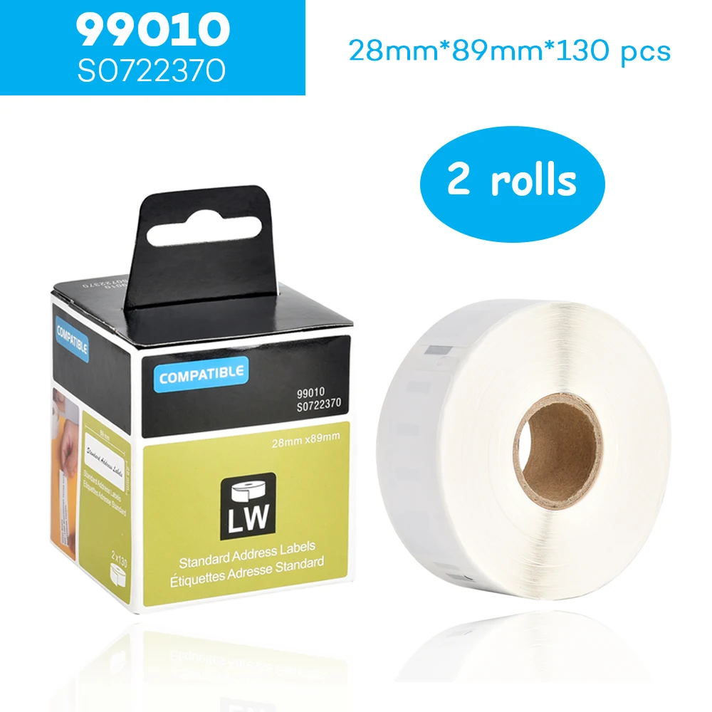 CIDY 2 рулона совместимый для Dymo 99010 этикетки 28*89 мм 130 шт/рулон совместимый для LabelWriter 400 450 450 турбо принтер SLP 440 450