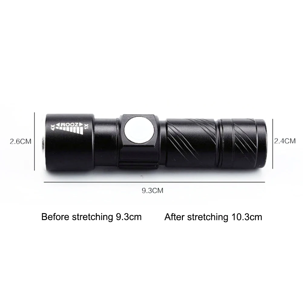 USB фонарик мощный ручной светодиодный с 3 режимами водонепроницаемый мини зумом