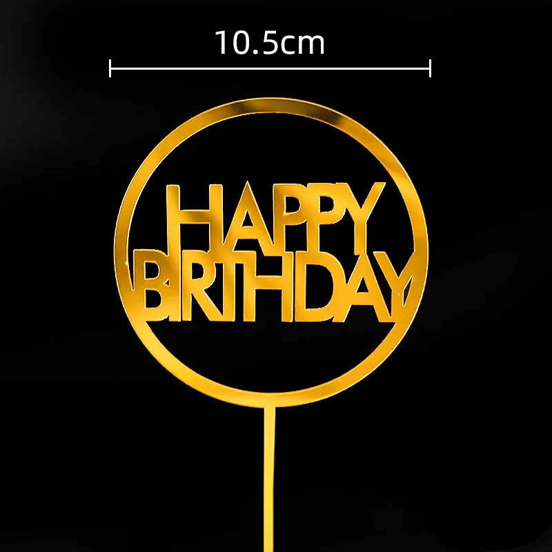 10 шт. зеркальные золотые черные розовые акриловые топперы для тортов счастливая