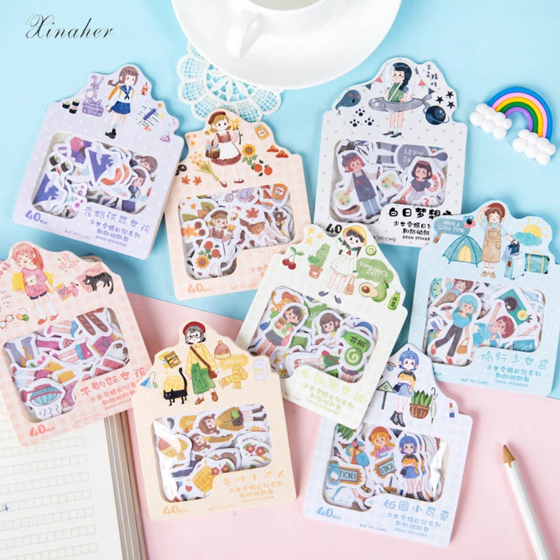 XINAHER 40 штук пакет милые красивые девушки серии васи бумажные наклейки украшения