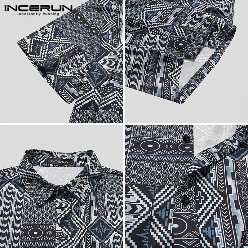 

INCERUN Summer Printed Men Sets Hawaiian Short Sleeve Shirt Beach Shorts Streetwear Breathable Vintage Men's Sets 2 Pieces S-3XL