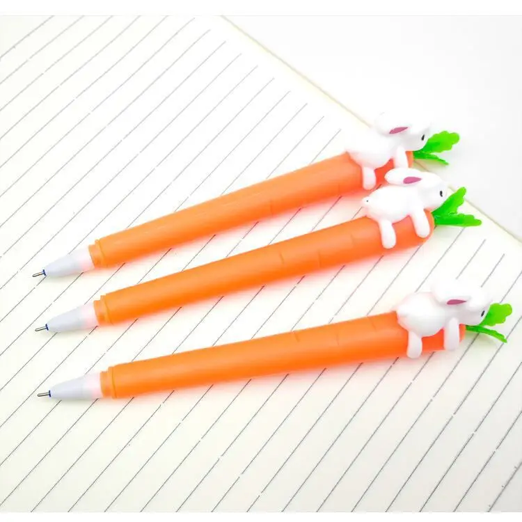

Korean Cute Cartoon Creative Kawaii Bunny White Rabbit Love Carrot Students Black Neutral Pen Office Signature Pen Stationery