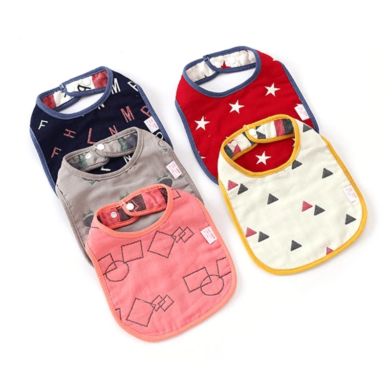 

New Cartoon Pattern 5pcs/set Newborn Baby Cotton Bibs Boys Girls Moisture Absorption Saliva Towel Infants Feeding Burp Cloths
