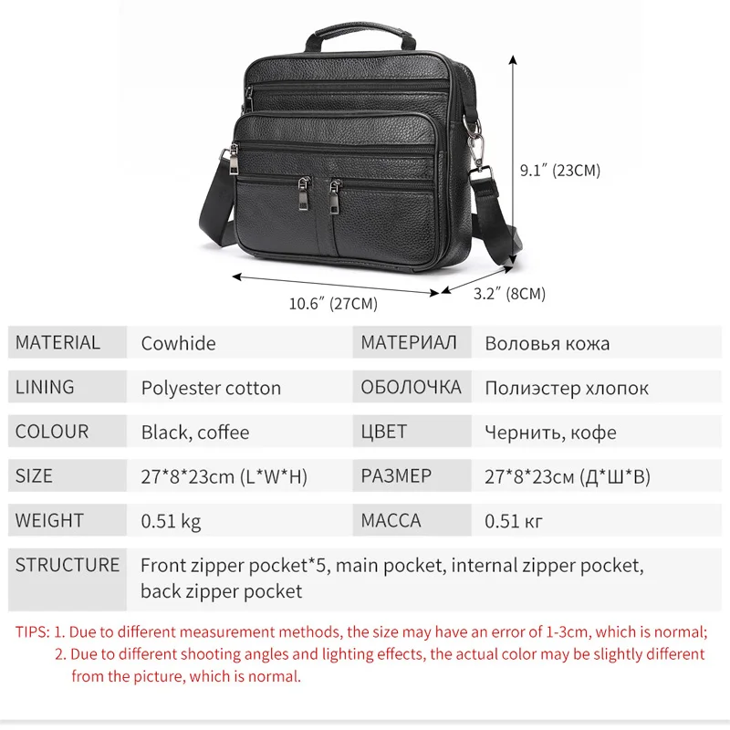 WESTAL Men's Shoulder Bag Genuine Leather Casual Crossbody Bags for Men Top-handle Bags for Men Messenger Bag Male Handbag