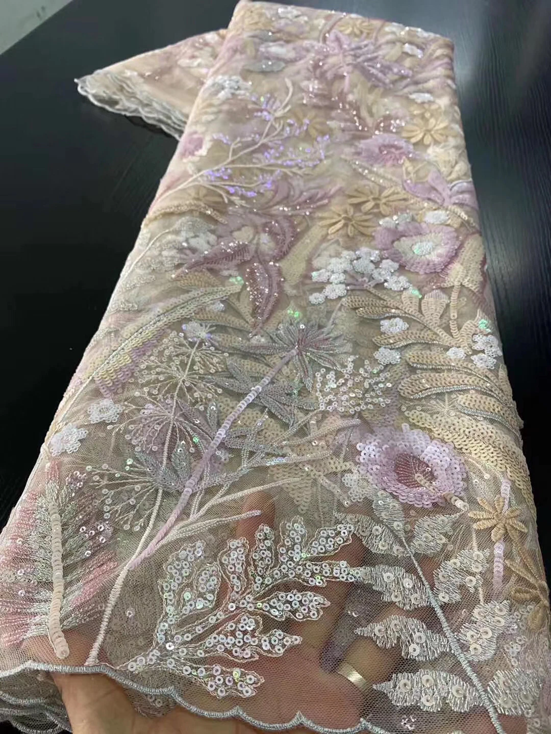 

Африканская кружевная ткань с блестками 2021, высококачественное кружево, Нигерия, тюль, кружевная ткань, французская сетчатая кружевная тка...