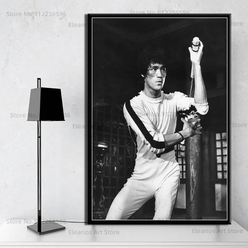 Z663 портрет Брюса Ли фото кинозвезда кунгфу настенное Искусство Холст плакат