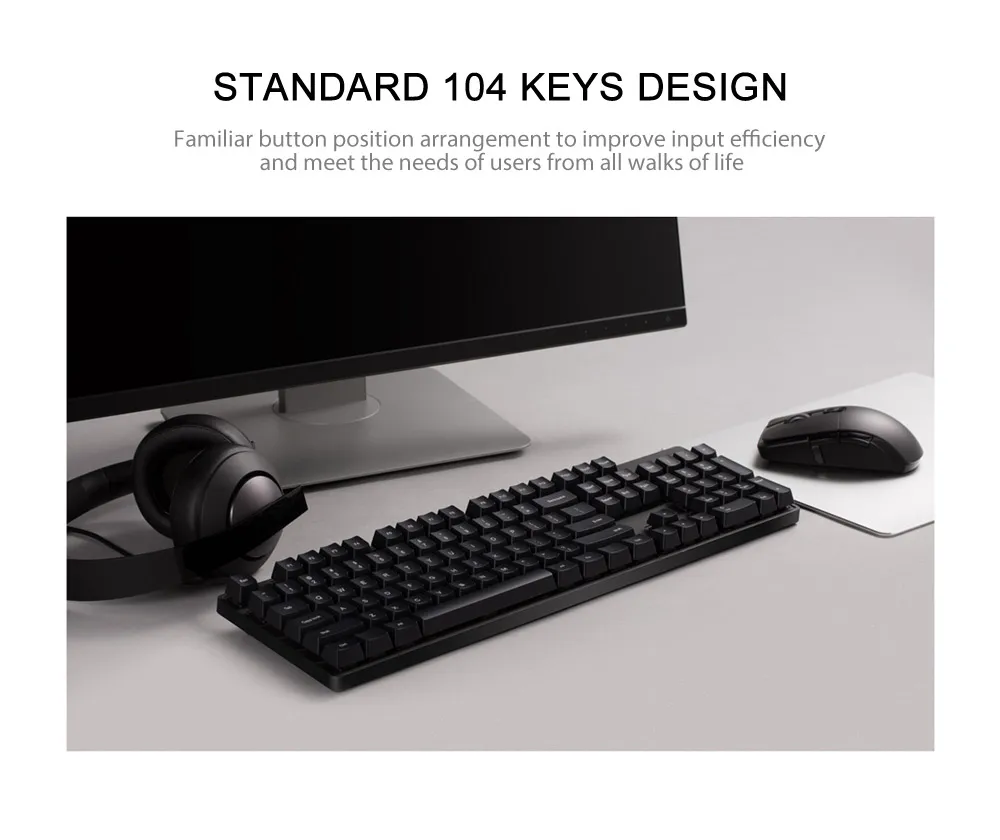 Игровая механическая клавиатура Xiaomi HZJP01YM с вишневым красным осевым 104 клавишами клавишные колпачки из ПБТ для домашнего офиса