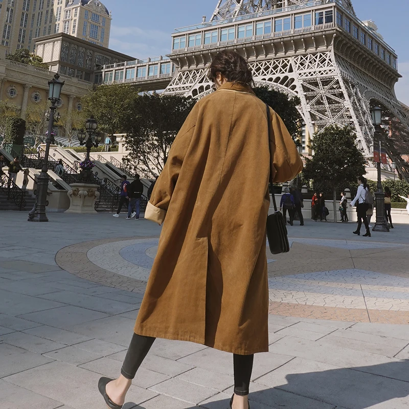2020 Вельветовая ветровка Свободный плащ женский контроль мода новый любимый
