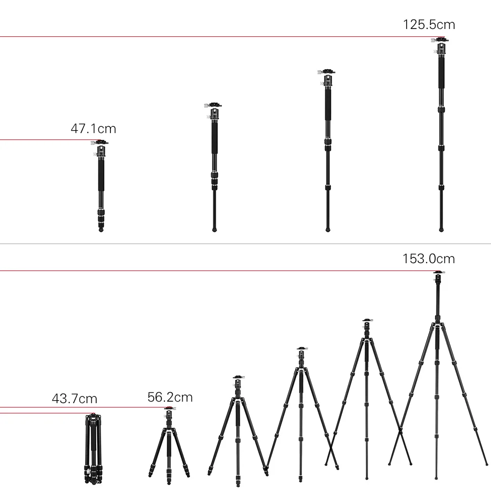 Портативный дорожный штатив Andoer 60 дюймов монопод для камеры с шаровой головкой 360