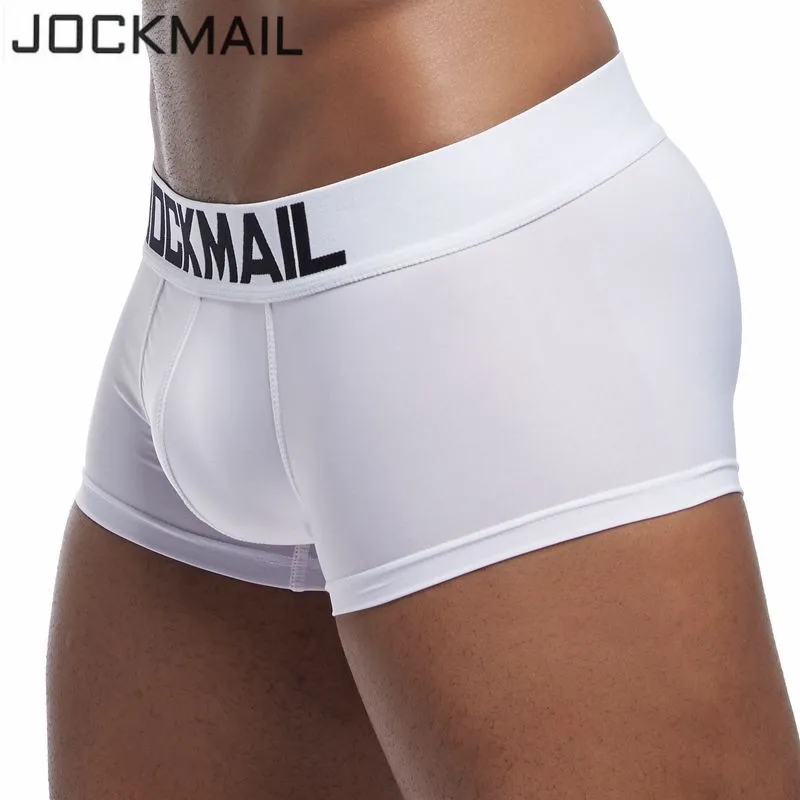 

Трусы-боксеры JOCKMAIL мужские, пикантное нижнее белье с U-образным мешочком, Трусы-шорты для геев, мягкие крутые, из ледяного шелка