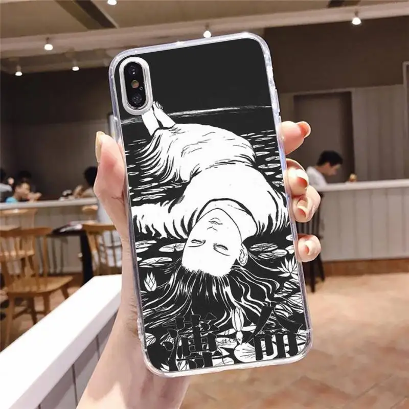 

Junji Ito Tees horror anime Phone Case Transparent for iPhone 6 7 8 11 12 s mini pro X XS XR MAX Plus
