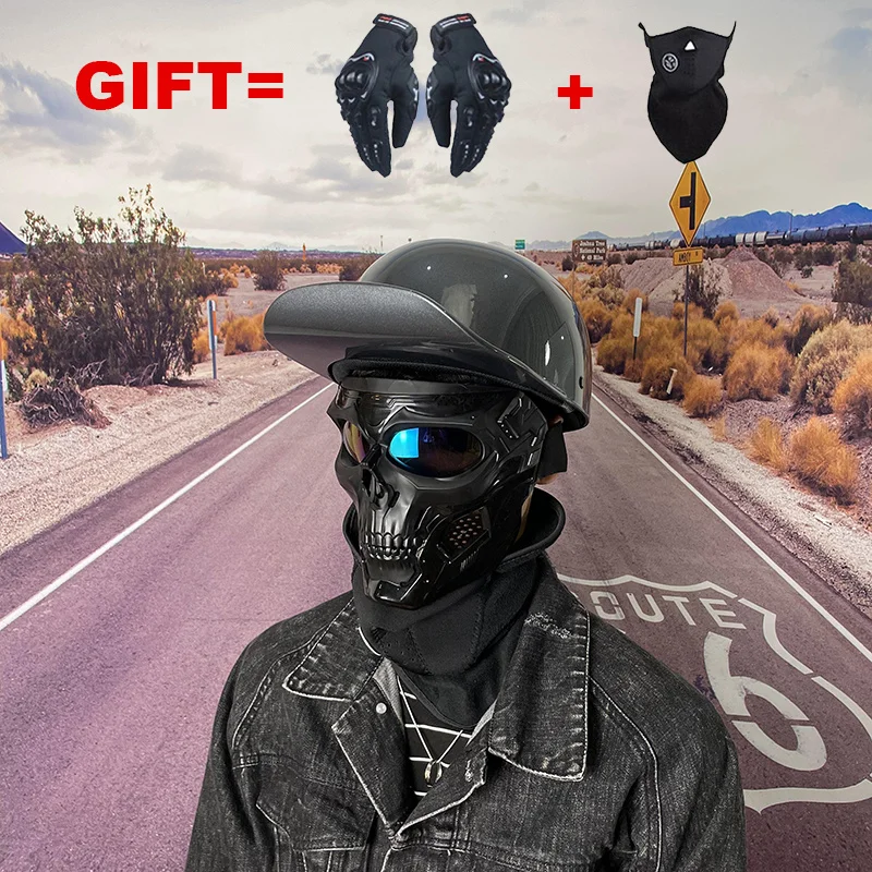 

Винтажный мотоциклетный шлем с открытым половинным лицом, мотоциклетный шлем для байкера, велосипедный шлем для езды на скутере, велосипед...