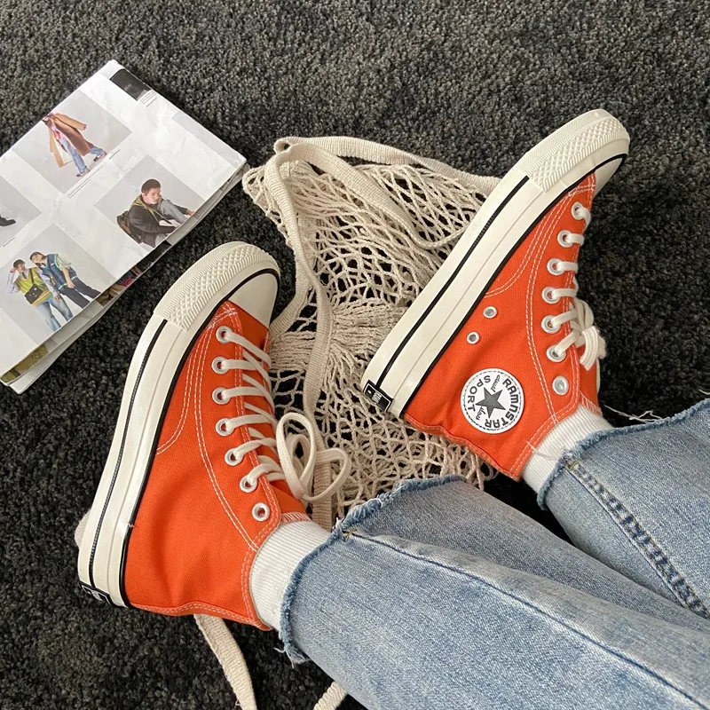 

Summer Fashion Sneakers Women 2021 High-top Unisex Many Colors Canvas Shoes Couple Sports Flat Shoes Versatile Board Shoes