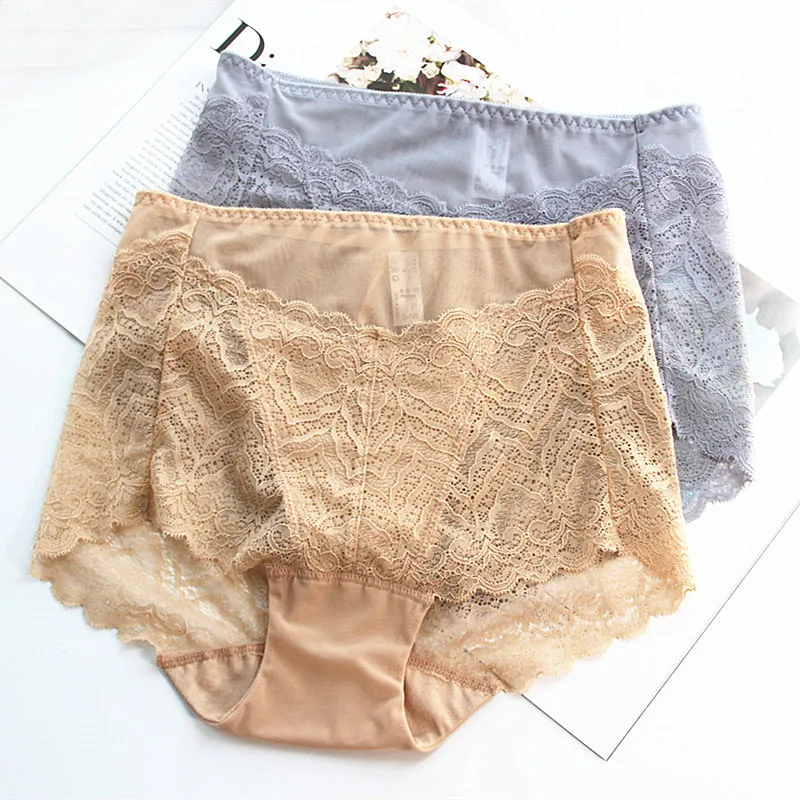 Кружевные трусики с завышенной талией женские Соблазнительные хлопковые