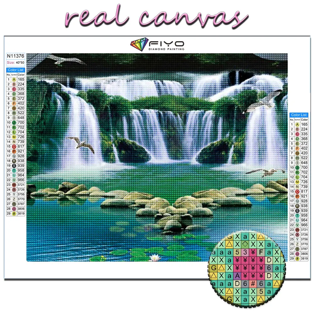 Fiyo Алмазная живопись полного квадрата/круга "Водопад весеннего пейзажа" мозаика искусства горной реки Бравура Вышивка Декор на.