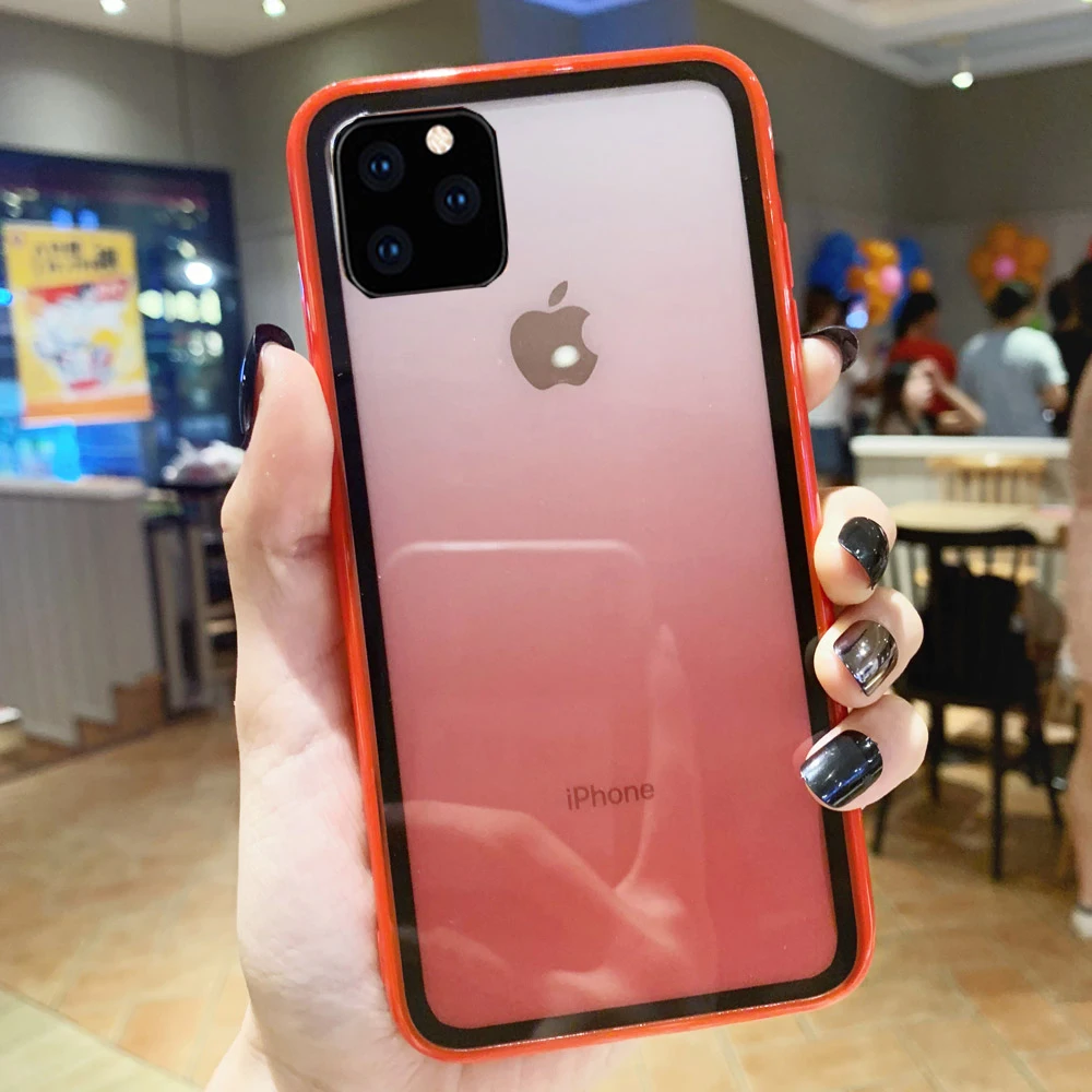 Чехол из закаленного стекла с радужным градиентом для iphone 11 PRO XS Max XR 6 6s 7 8 Plus