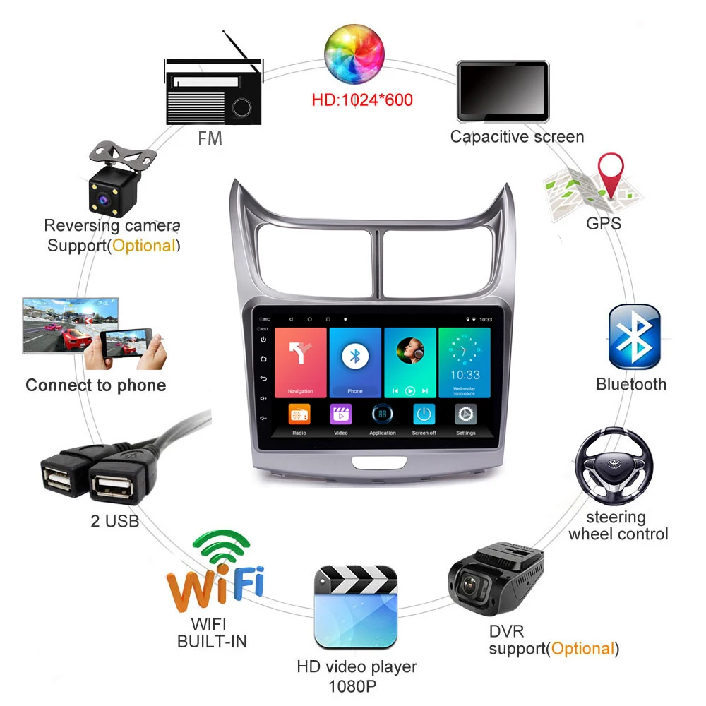 Автомагнитола easteregg 9 дюймов 2 Din Android 2010 для Chevrolet SAIL 2013- Wi-Fi GPS-навигация FM Bluetooth
