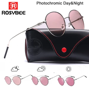 Солнцезащитные очки женские фотохромные, розовые, коричневые, синие, фиолетовые, меняющие цвет, поляризационные, для ночного вождения, с коробкой, 2020