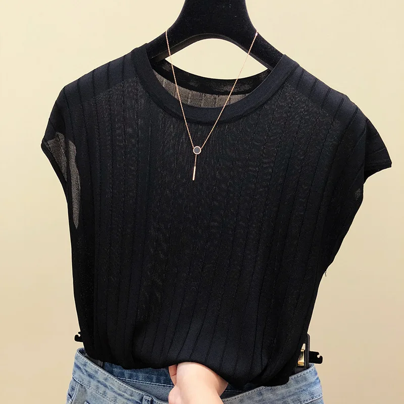 

2020 Women's Sweaters Pullover Spring Summer New Knitt Thin Ice Silk Sweater Jumper Fashion Casual Slim Soft Bottoming Shirt B47