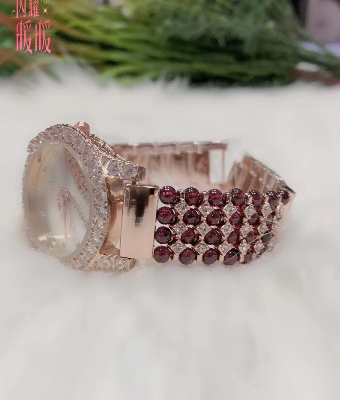 Браслет из натурального гранатового камня/часы DIY ювелирные изделия для женщин водонепроницаемые часы для летнего пляжа