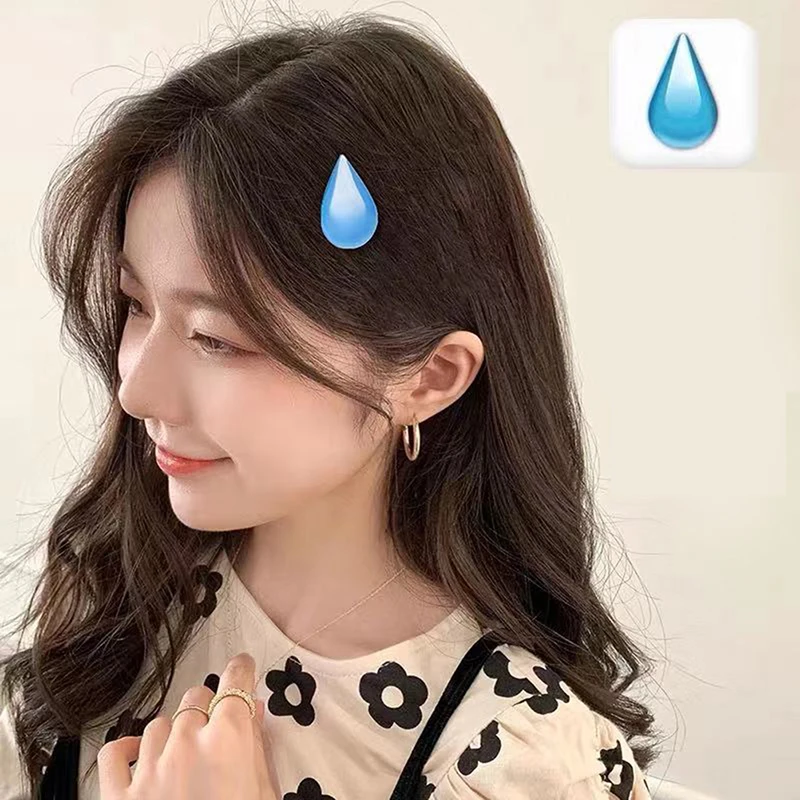 1Pcs Fashion Emojied Hairpin Speechless Sweat Water Drop Hair Clip For Cool Girl |