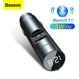 baseus usb car charger 18w fast charging for iphone xiaomi fm transmitter modulator bluetooth 5 0 audio receiver auto mp3 player free global shipping