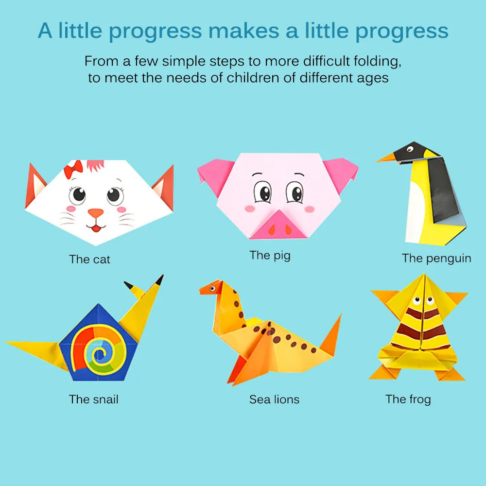 

Cartoon Origami Paper Colorful Book 3D Animal Pattern Puzzle Handmade DIY Craft Montessori Educational Handmade Craft Papers Toy